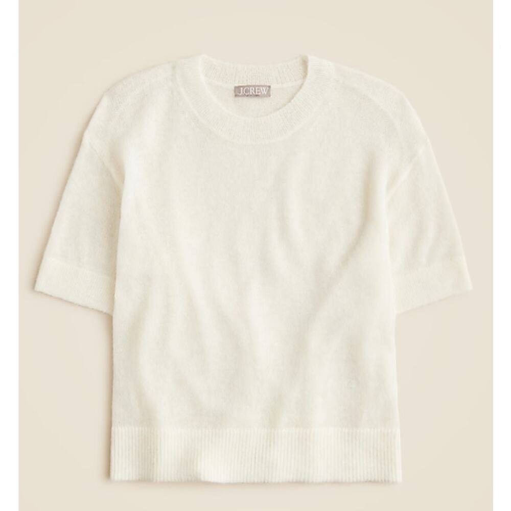 J.Crew Alpaca-Blend Oversized Sweater T-Shirt WMNS M White Crewneck Short Sleeve